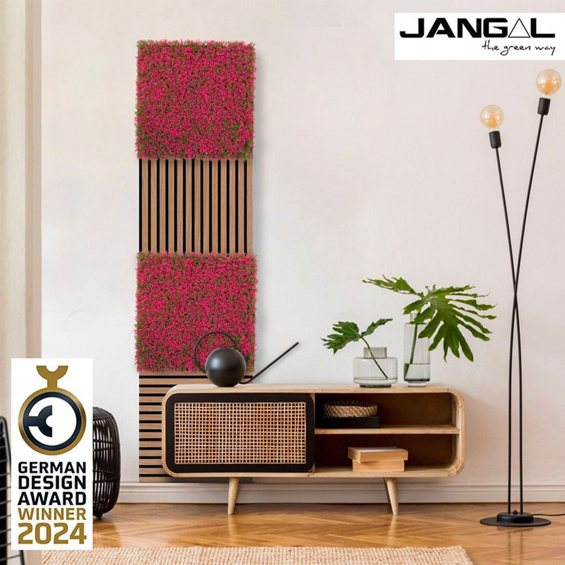 JANGAL Pannelli acustici Modulabili in FLORA sintetica ULTRAREALISTICA 52x52cm mod. PINK - Eternal Parquet
