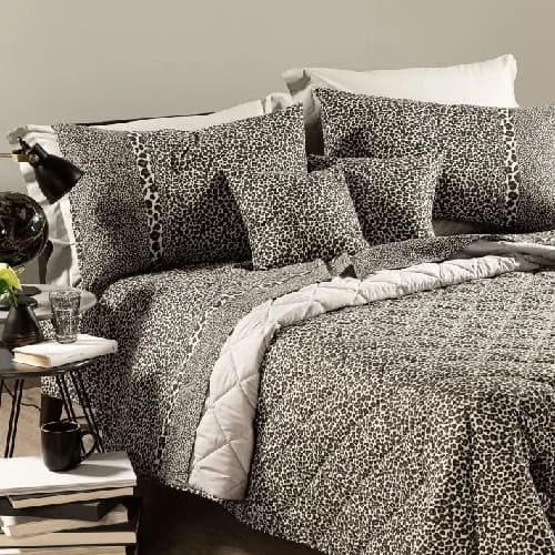 Completo lenzuola matrimoniale Caleffi art.Leopard colore grigio – divano