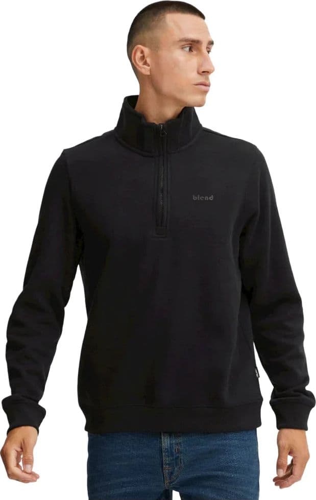 Blend felpa nera mezza zip 20714493 - 5