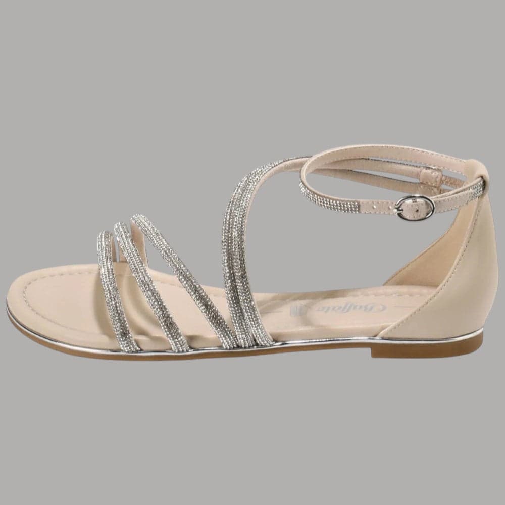 Buffalo sandalo Capri Glam Vegan sandalo basso strass plantare Memory Foam – 36, Beige – beige