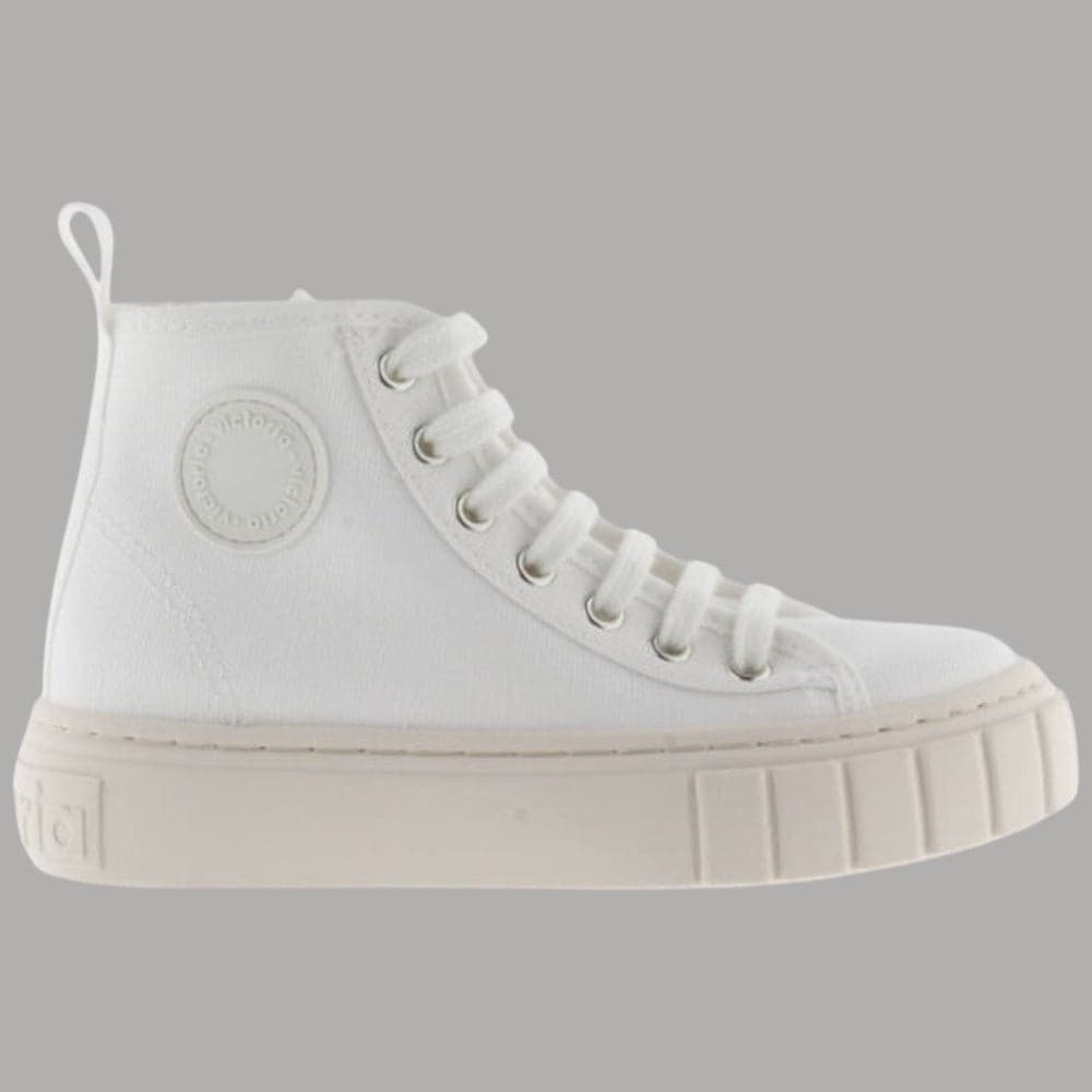 Victoria Scarpe Alte Donna in Tela Biologica Suola Alta 3cm Abril – 36, Bianco – bianco