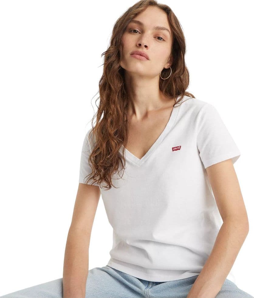Levi's t-shirt bianca scollo a V logo piccolo 85341 0002 T-shirt LEVI'S