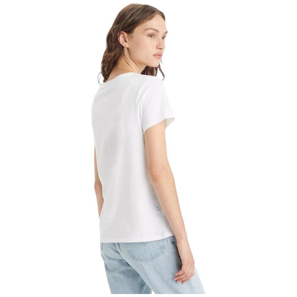 Levi's t-shirt bianca scollo a V logo piccolo 85341 0002 T-shirt LEVI'S