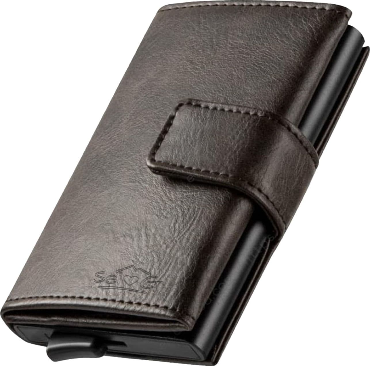SEI G Portafoglio uomo portacarte marrone blocco RFID - 9