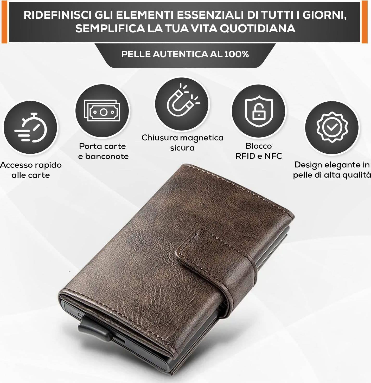 SEI G Portafoglio uomo portacarte marrone blocco RFID Portafogli SEI G