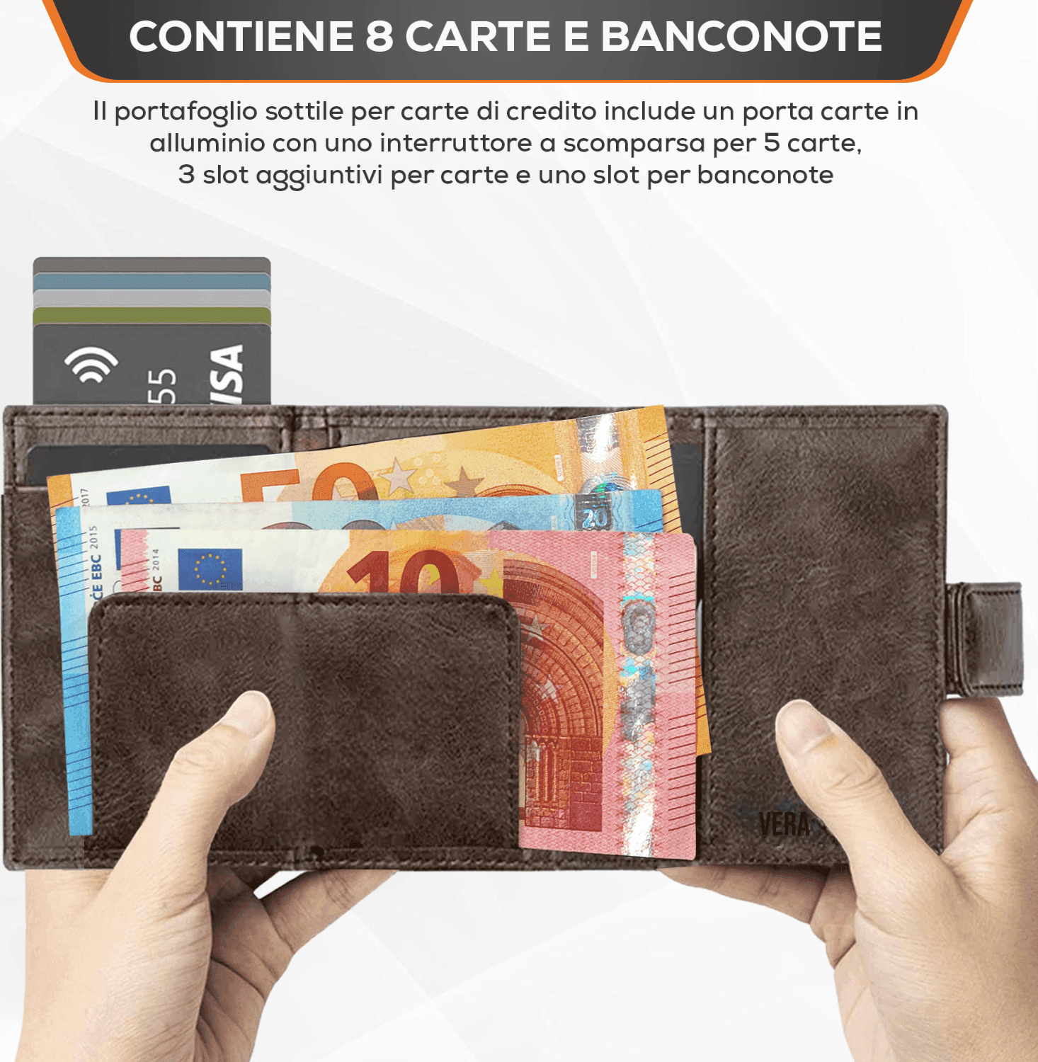 SEI G Portafoglio uomo portacarte marrone blocco RFID Portafogli SEI G