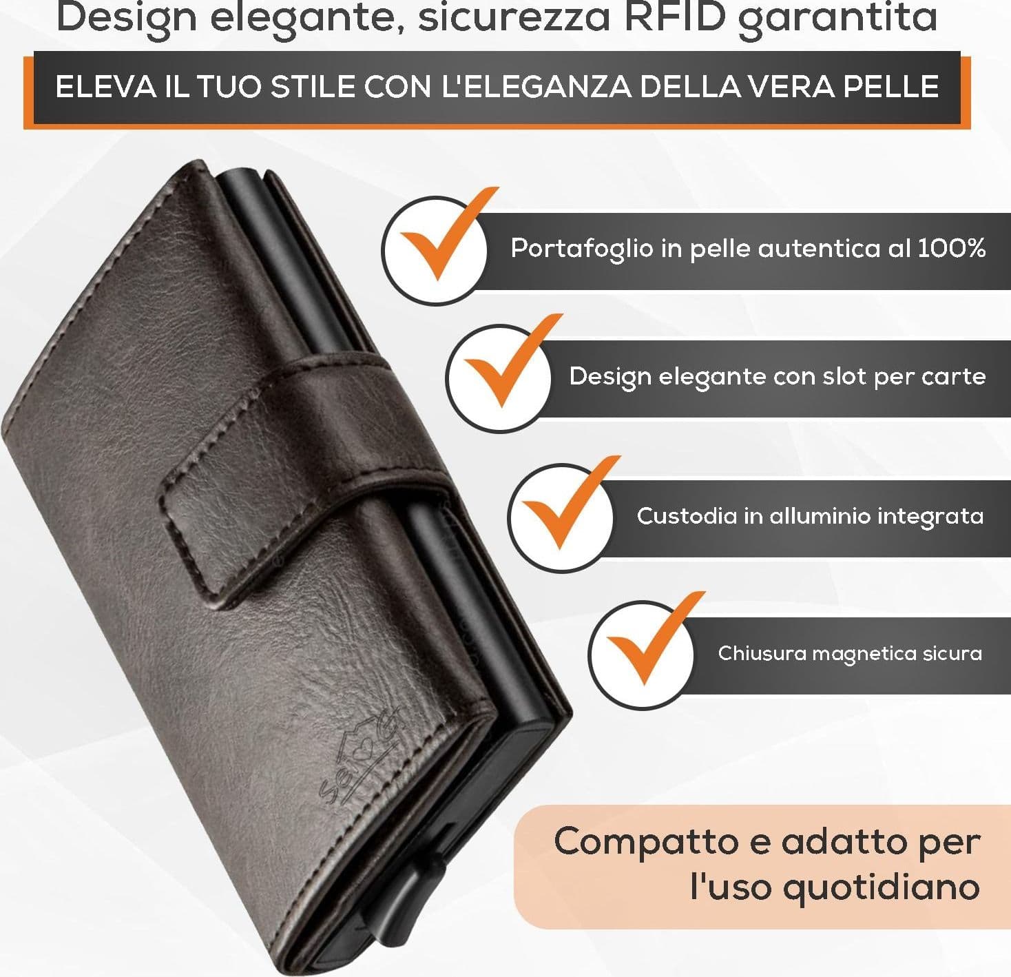 SEI G Portafoglio uomo portacarte marrone blocco RFID Portafogli SEI G
