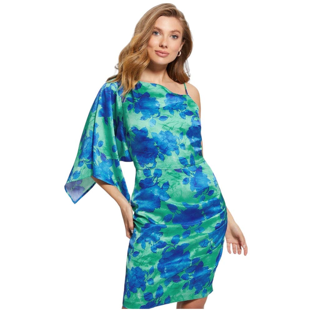 Guess vestito corto verde blu a fiori W4GK79 WF1T2 - 8