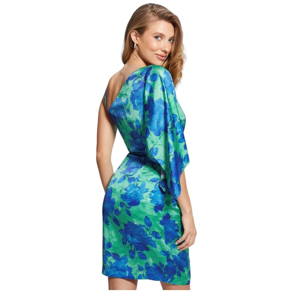 Guess vestito corto verde blu a fiori W4GK79 WF1T2 - 7