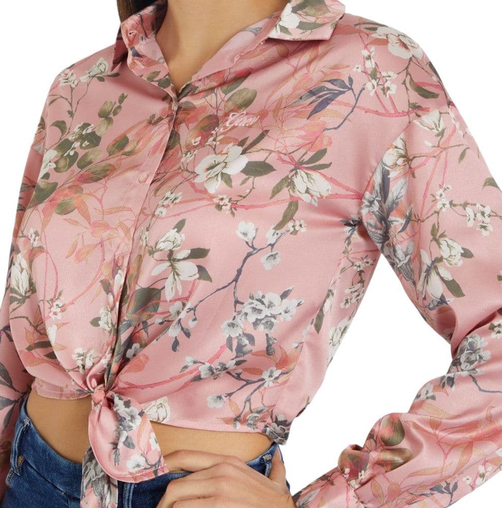 Guess camicia rosa floreale Bowed W3GH93 WD8G2 Camicie Guess