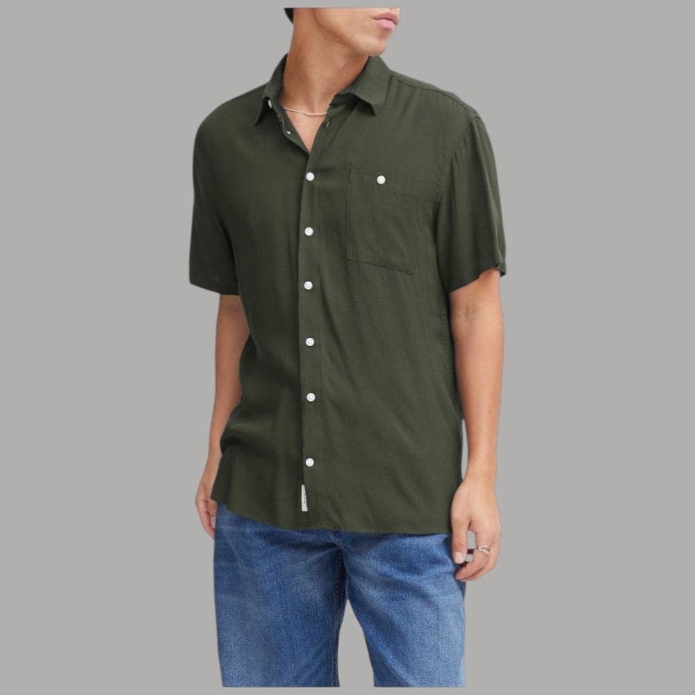 Camicia Maniche Corte Verde Uomo con Bottoni e Taschino - Prodotti di Classe