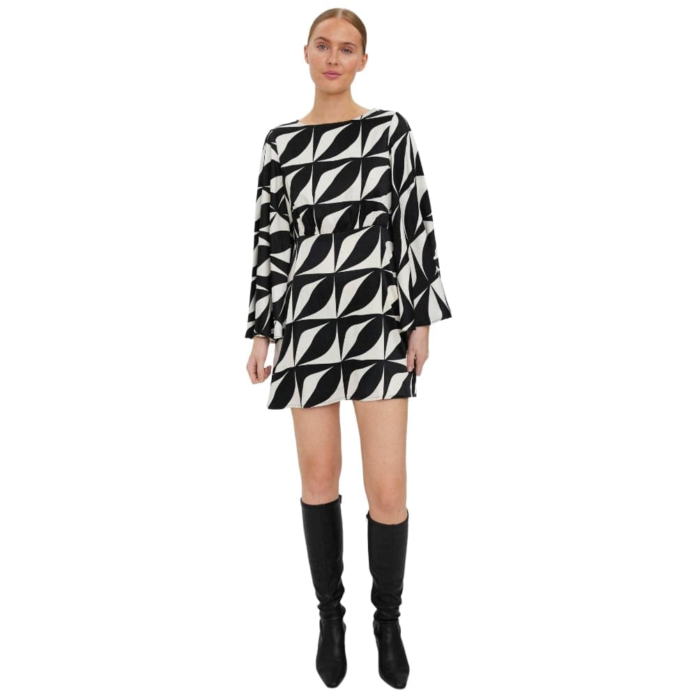 Vero-Moda-mini-abito-Kypra-nero-panna