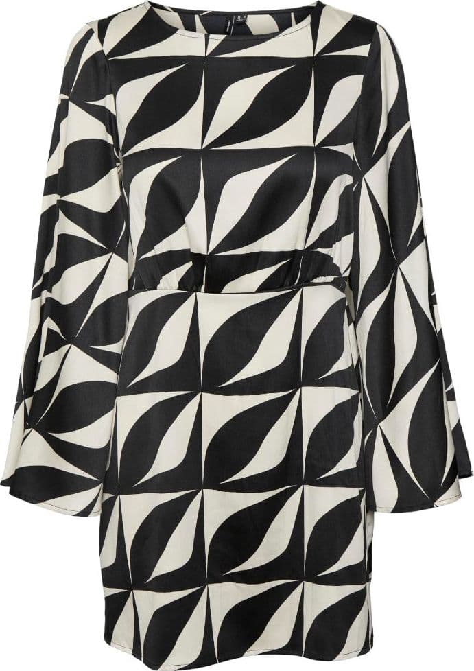 Vero-Moda-mini-abito-Kypra-nero-panna