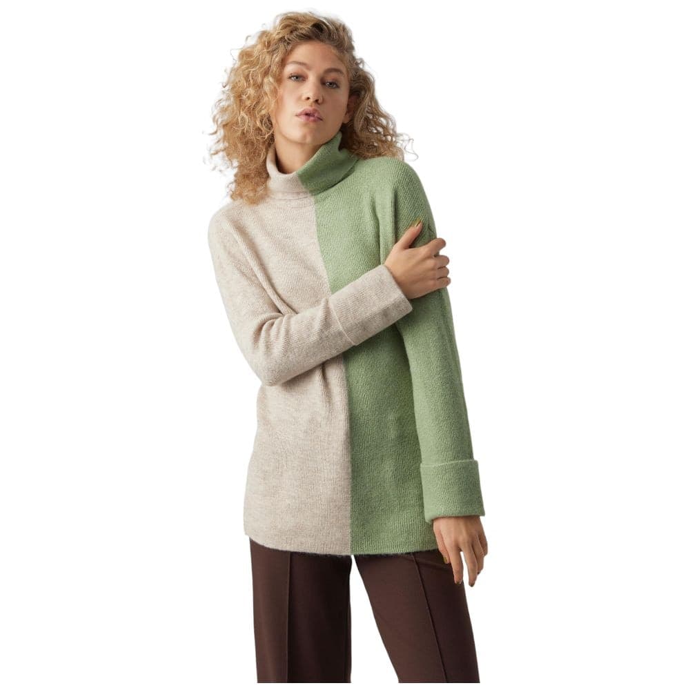 Vero-Moda-maglia-lunga-Lefile-beige-verde