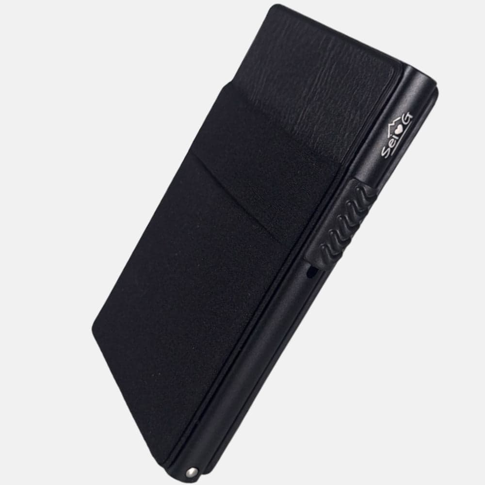 Sei G portacarte in alluminio nero con tasca elastica - 12
