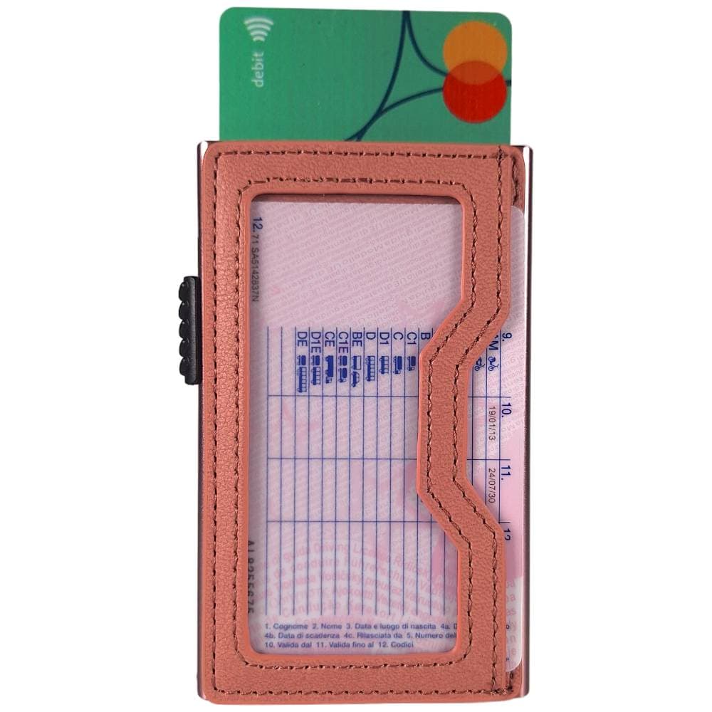 Sei G portacarte in alluminio rosa con tasca elastica - 11