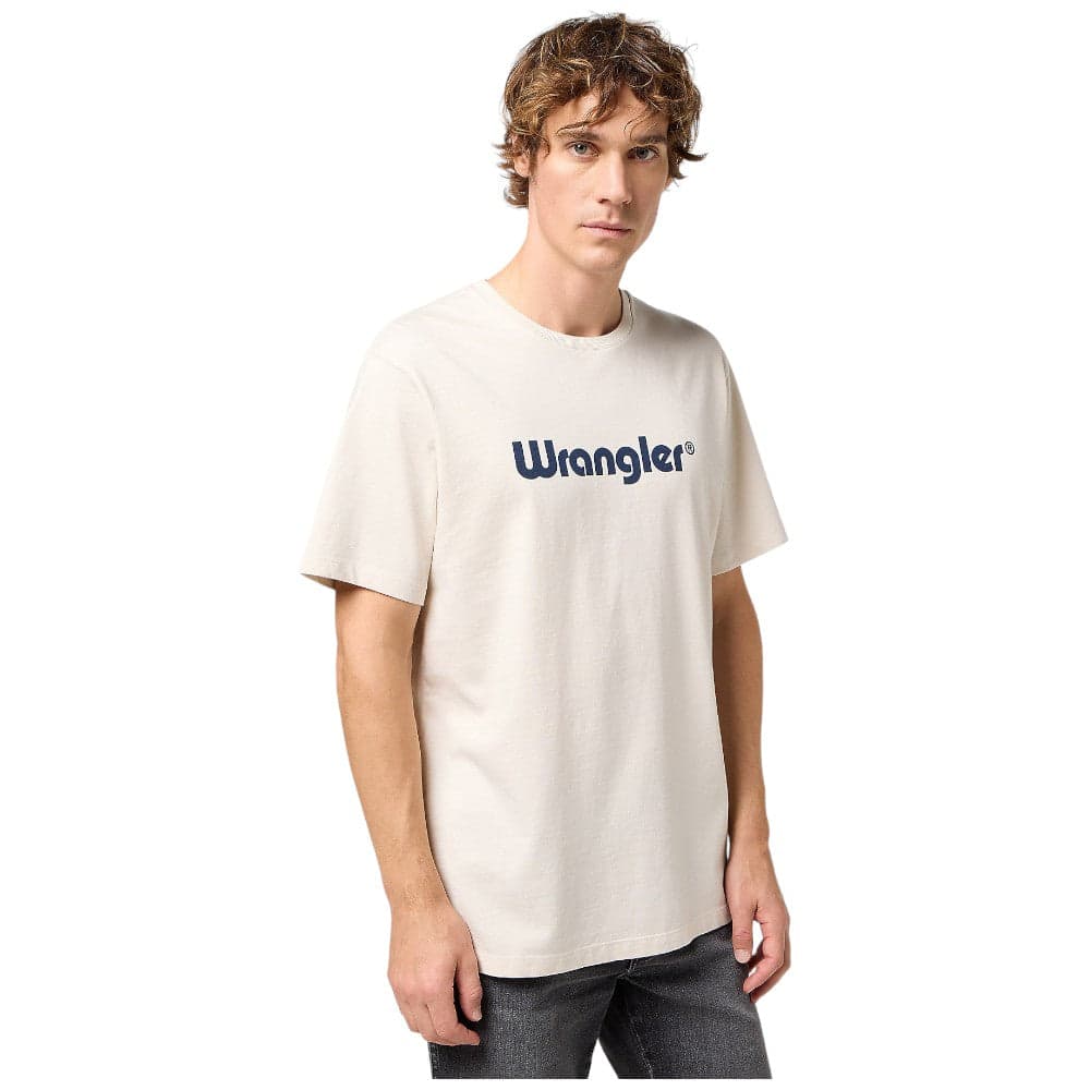 Wrangler t-shirt panna logo grande stampato 112350523