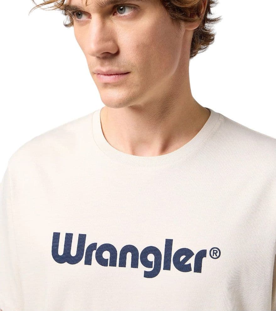 Wrangler t-shirt panna logo grande stampato 112350523 T-shirt Wrangler