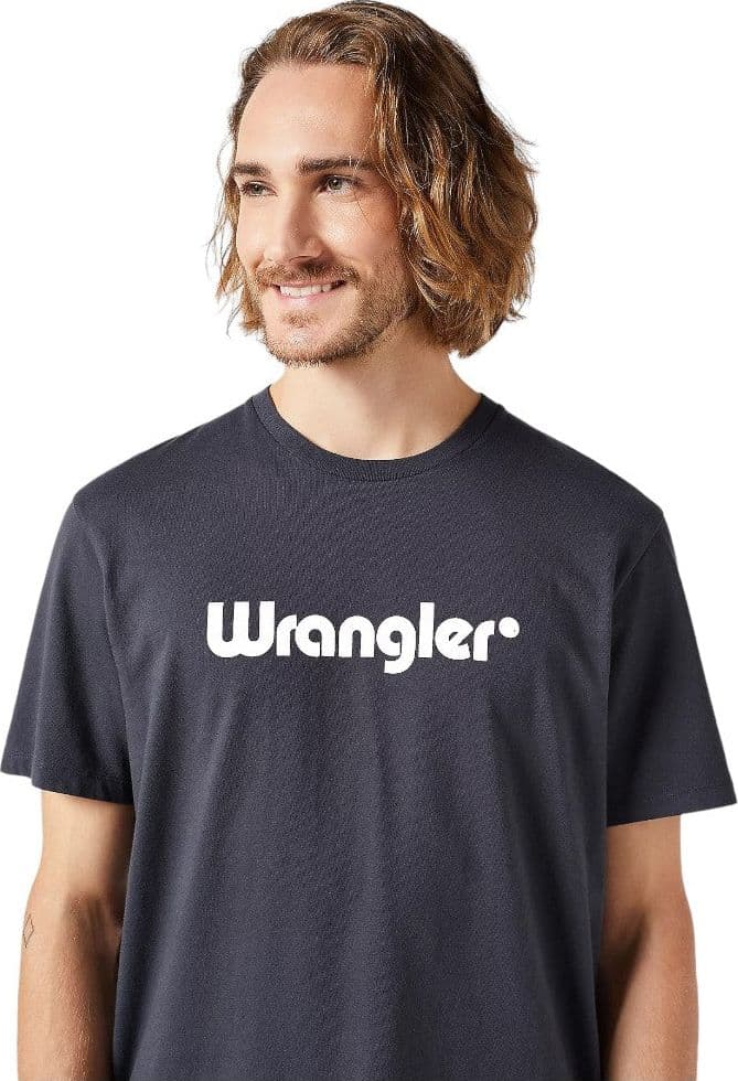 Wrangler t-shirt nera logo grande stampato 112350526 T-shirt Wrangler