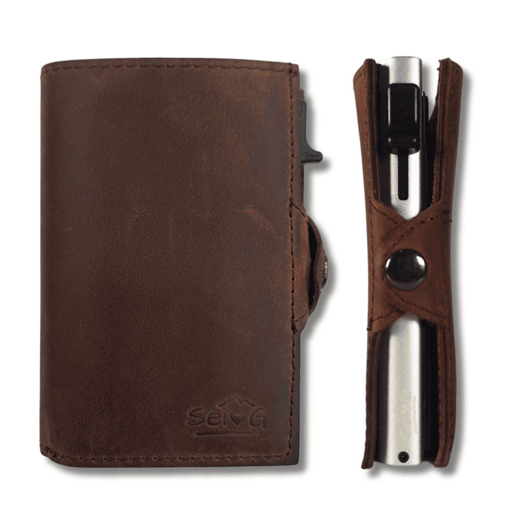 Sei G portacarte safe magnetic silver con custodia in pelle marrone - 13