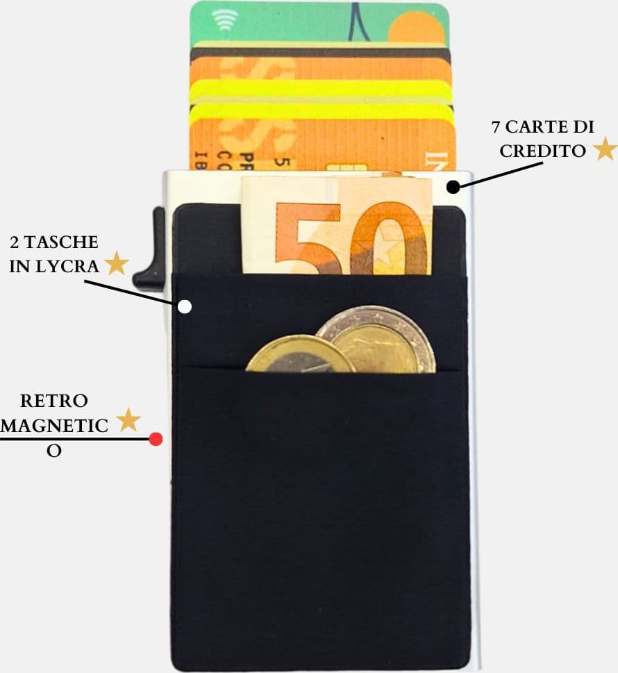 Sei G portacarte safe magnetic silver con custodia in pelle marrone Portafogli SEI G