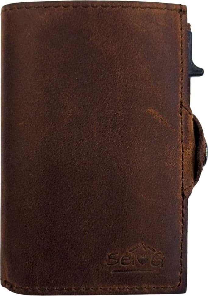 Sei G portacarte safe magnetic silver con custodia in pelle marrone Portafogli SEI G