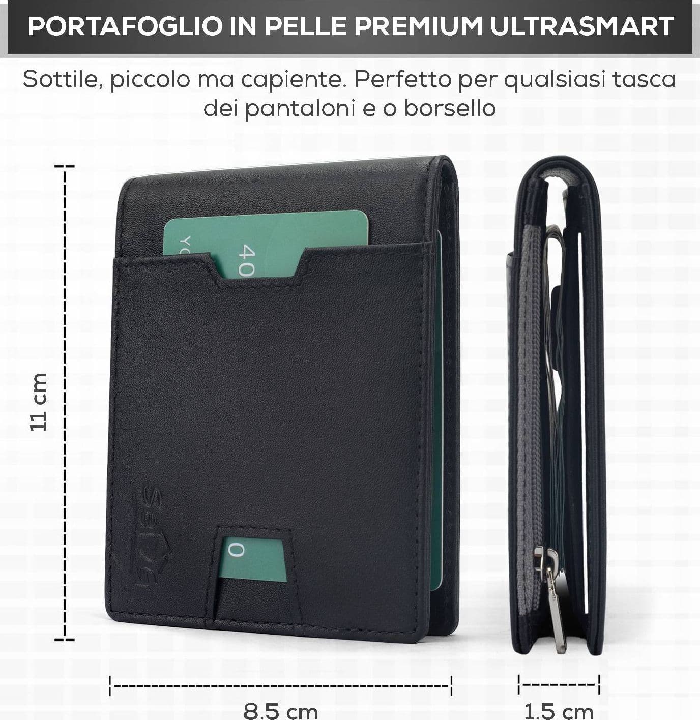 SEI G Portafoglio nero uomo portacarte blocco RFID in Portafogli Prodotti di Classe - Nocera Superiore, commercioVirtuoso.it