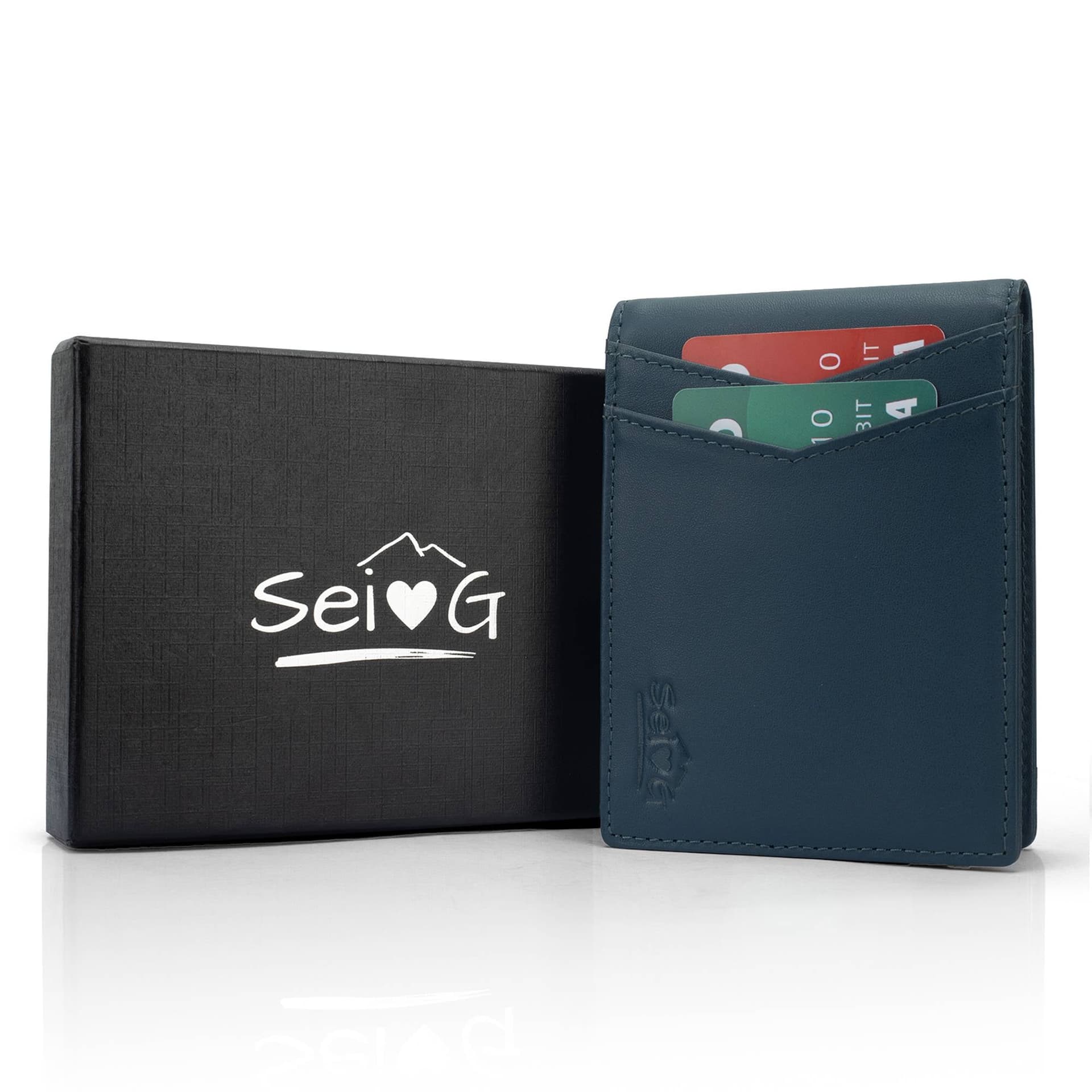SEI G Portafoglio blu uomo portacarte blocco RFID - 8