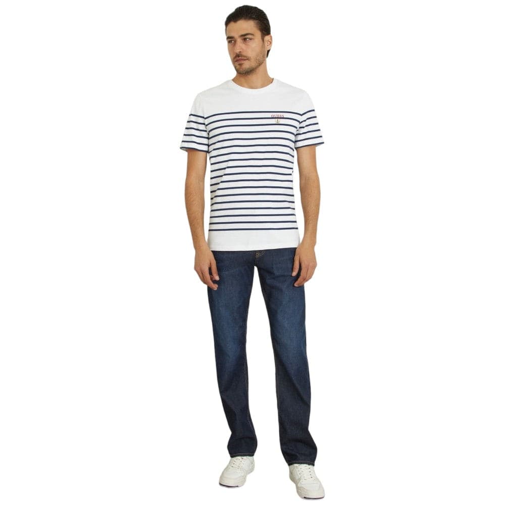 Guess t-shirt bianca blu a righe M4GI33 KC6X1 T-shirt Guess