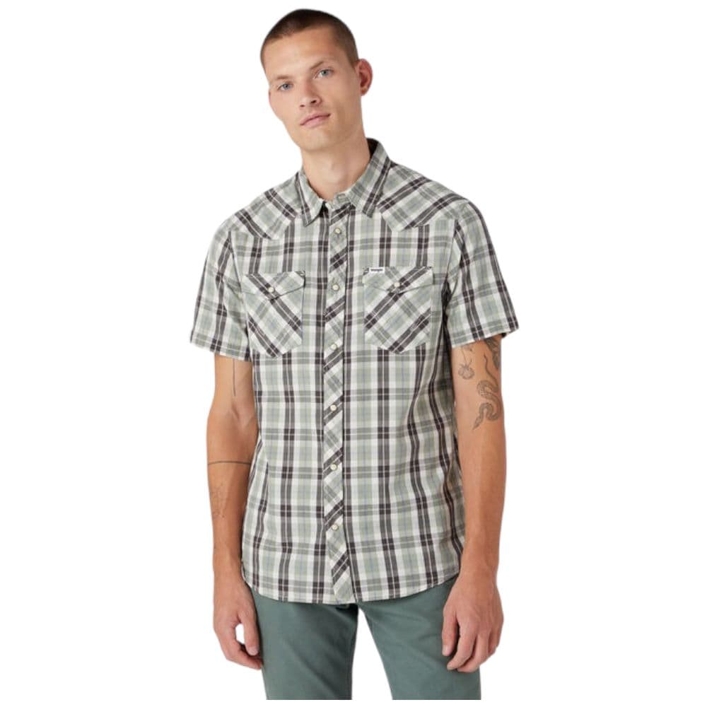 Wrangler camicia manica corta verde W5H8T4100 - 5