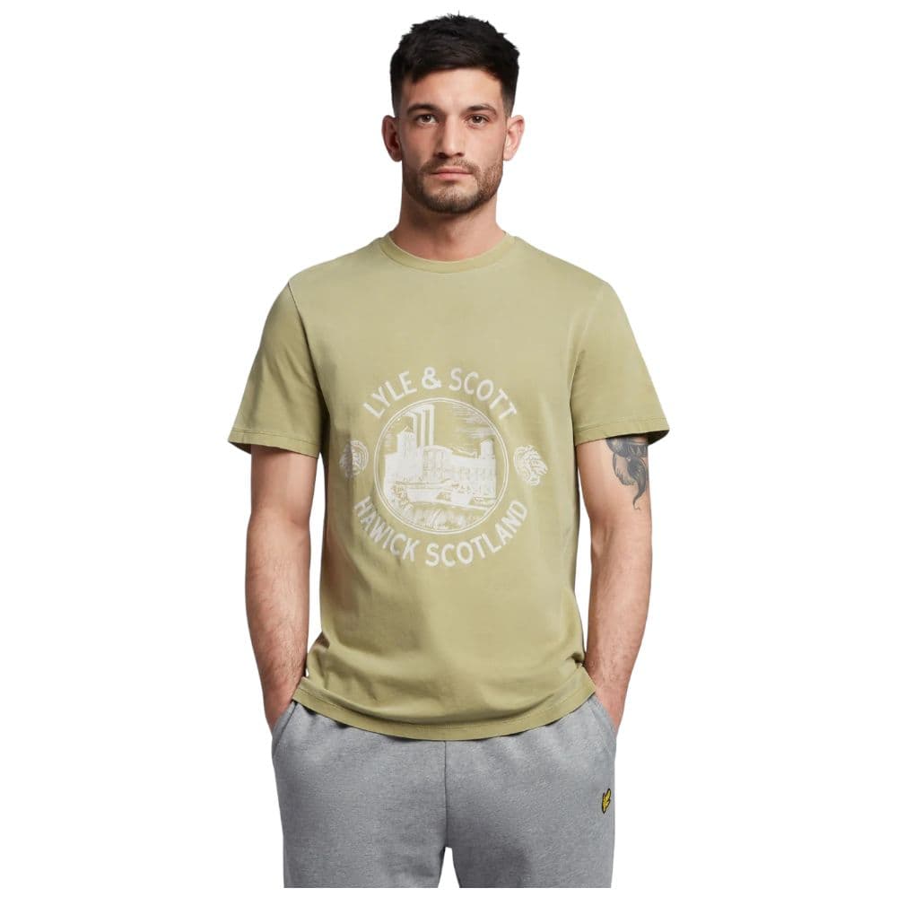 Lyle & Scott t-shirt hawick print verde TS1806V – beige