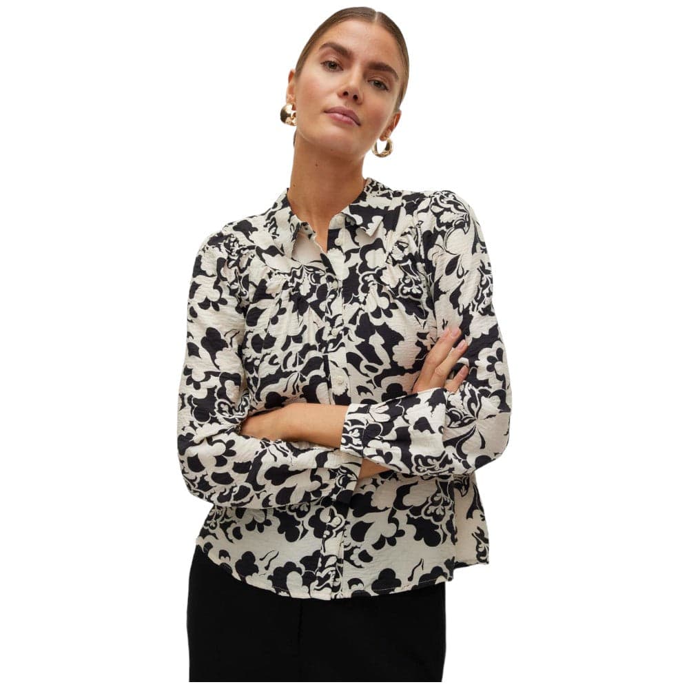 Vero Moda camicia bianca nera Ivone 10301042 - 7
