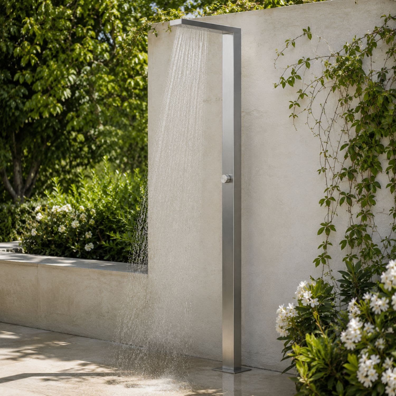 Larice-Colonna-doccia-da-esterno-fissaggio-a-pavimento-per-giardino-piscina-inox