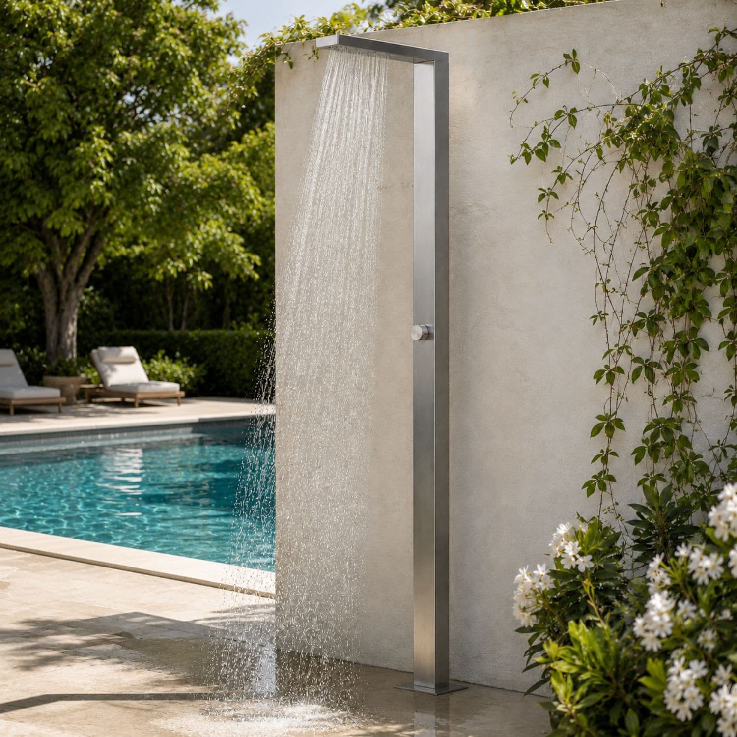 Larice-Colonna-doccia-da-esterno-fissaggio-a-pavimento-per-giardino-piscina-inox