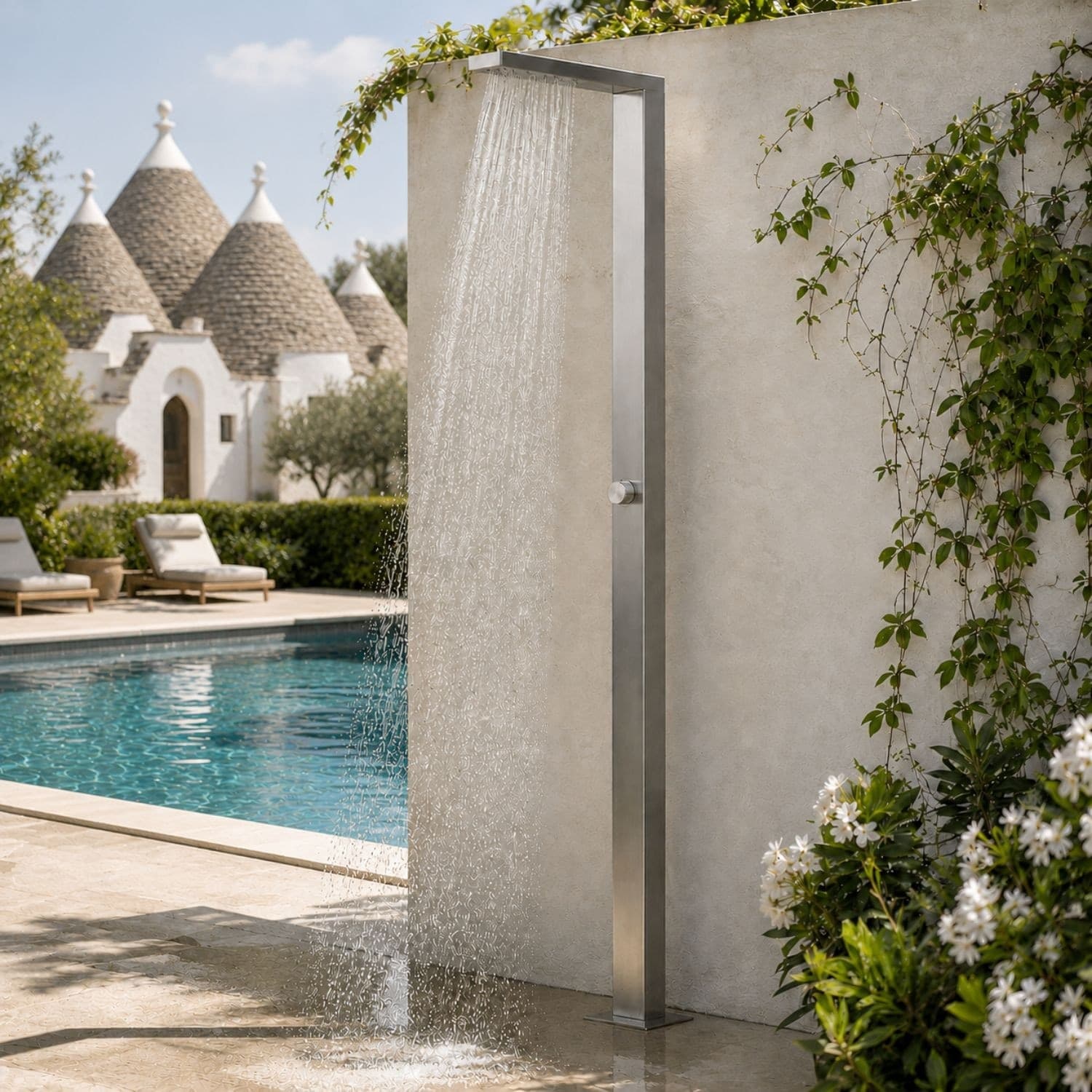 Larice-Colonna-doccia-da-esterno-fissaggio-a-pavimento-per-giardino-piscina-inox
