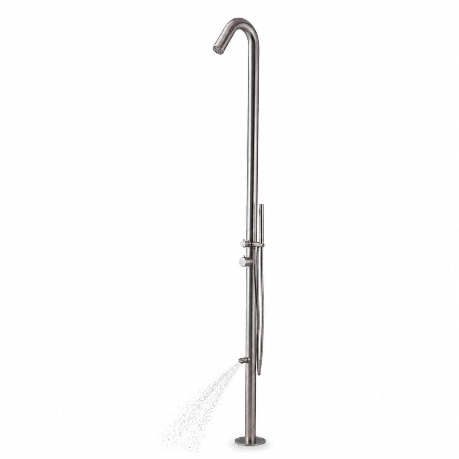 Colonna-doccia-da-esterno-Betulla-a-pavimento-inox-spazzolato-con-lava-piedi