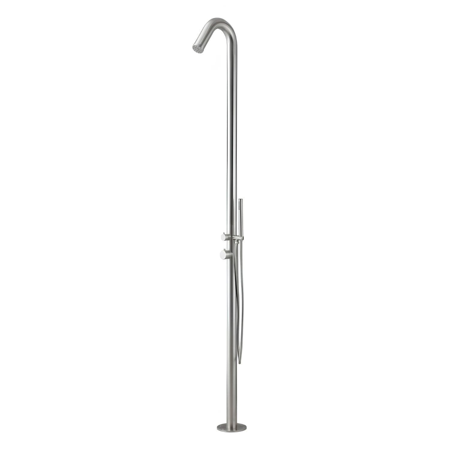 Colonna doccia da esterno Leccio a pavimento inox spazzolato acqua calda fredda