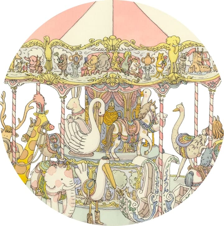 Mussola Atelier Choux Carousel Rosa Cotone - 5
