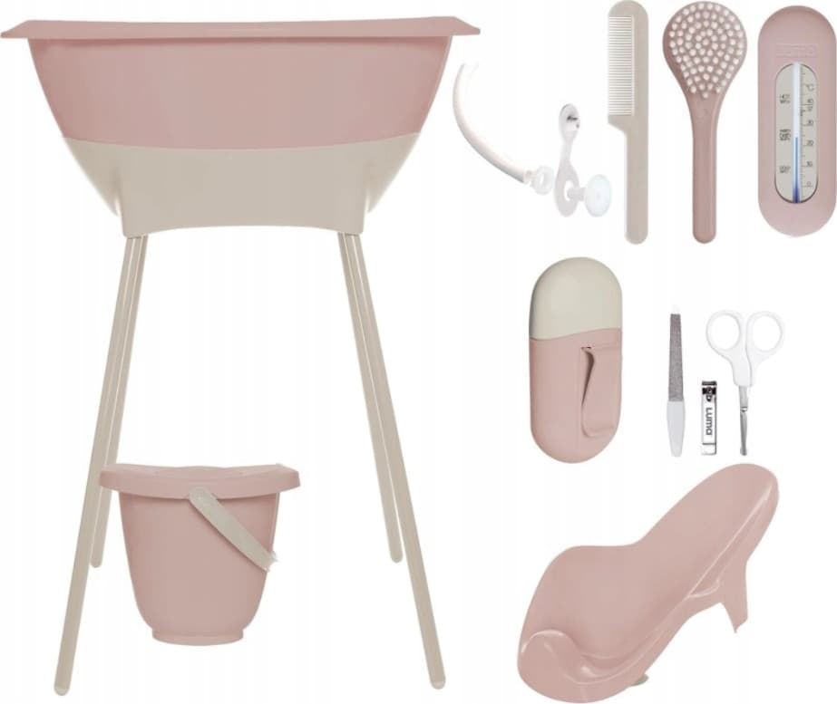 Set da bagno e cura del corpo Luma con secchiello-Vari colori – Blush Pink