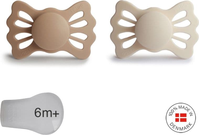Succhietto Frigg Simmetrico Silicone 2 in 1 Lucky 6 18 mesi - Vari Colori – Silky S./Cream