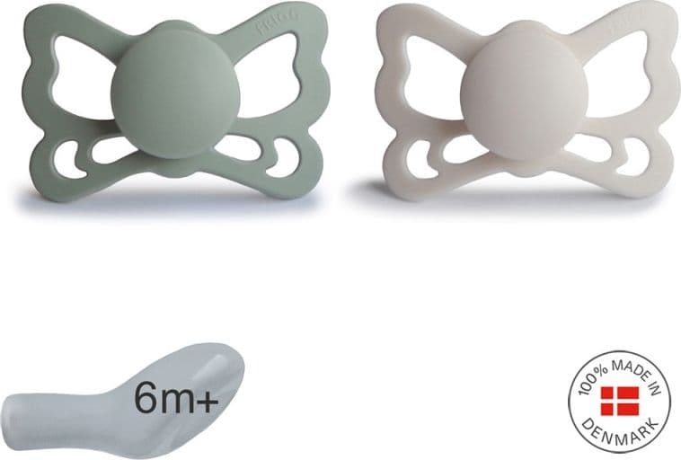 Succhietto Frigg Anatomico Silicone 2 in 1 Butterfly 6+ mesi - Vari Colori – Sage/Silver G.