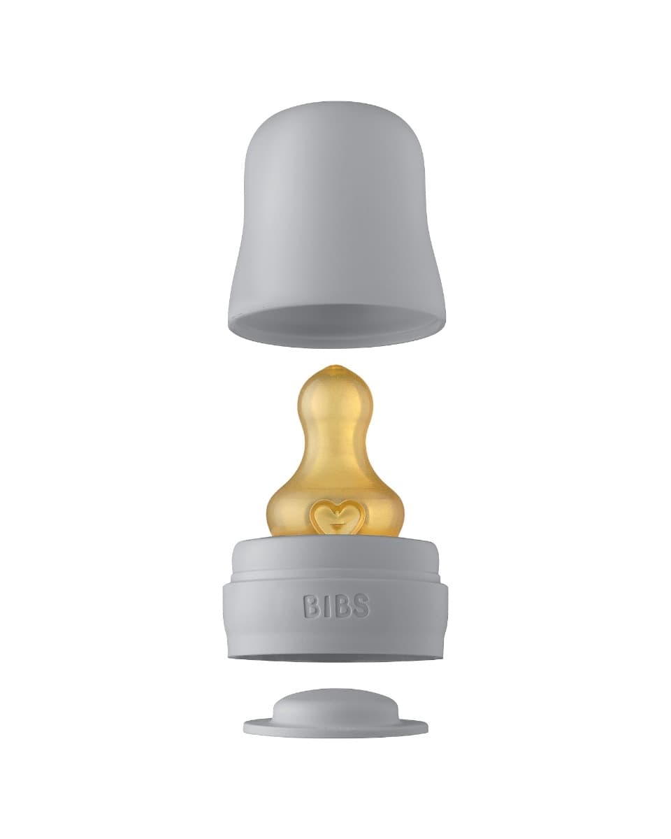 Set Completo Biberon BIBS Vetro 110ml – Grigio