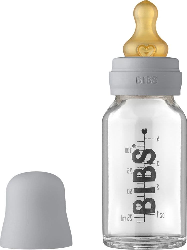 Set Completo Biberon BIBS Vetro 110ml – Grigio