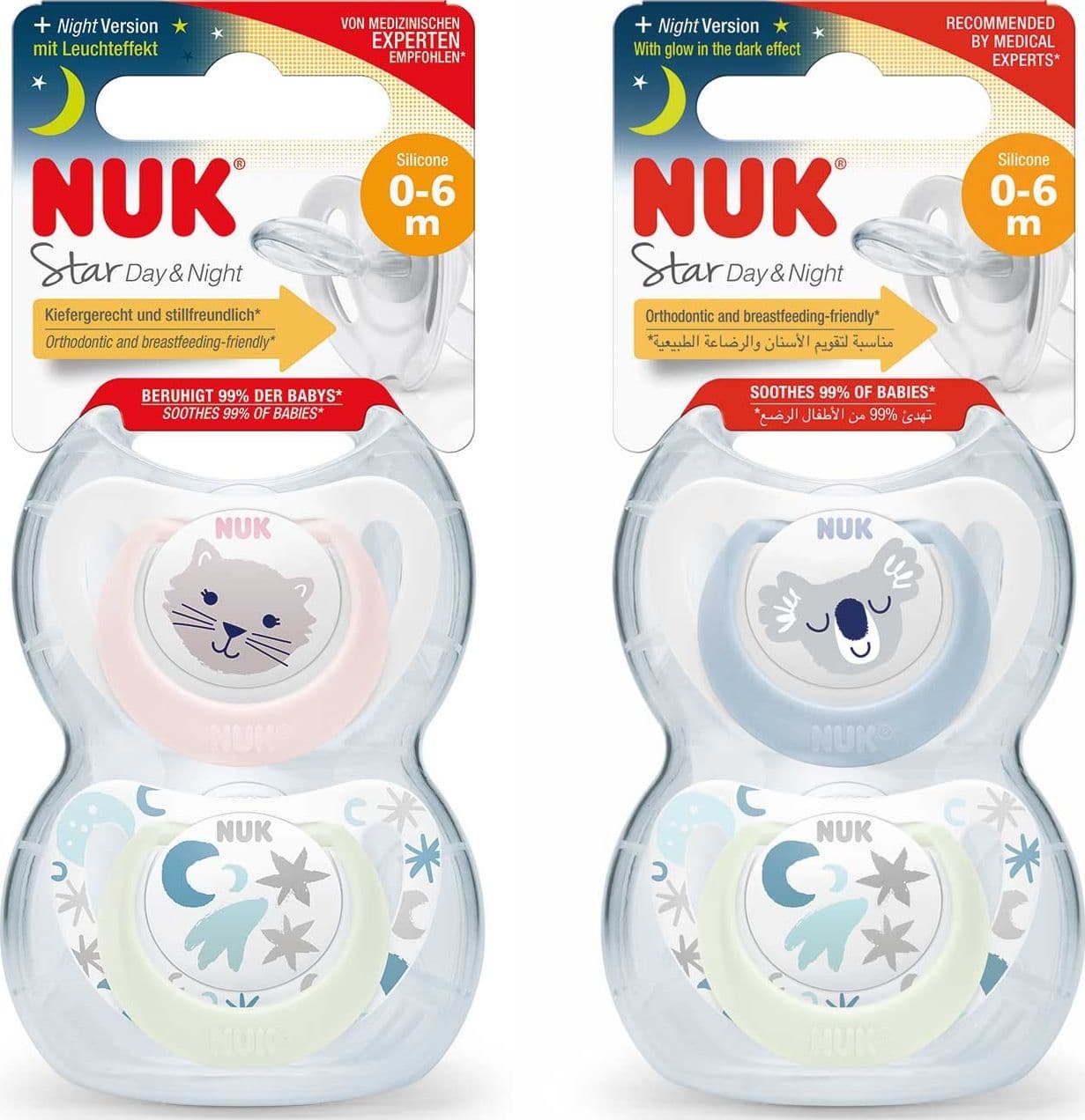 SUCCHIETTO-NUK-STAR-DAY&NIGHT-Silicone-0-6-2PZ
