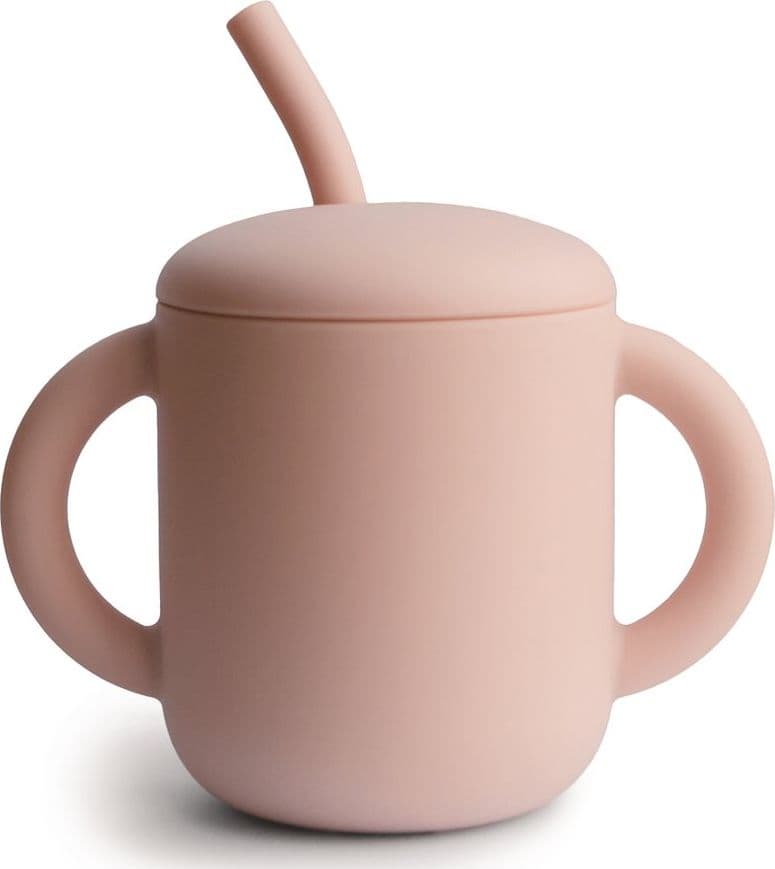 Tazza Educativa con Cannuccia Mushie In Silicone - Vari Colori – Cipria