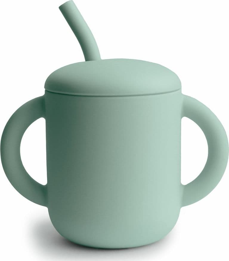 Tazza Educativa con Cannuccia Mushie In Silicone - Vari Colori – Acqua