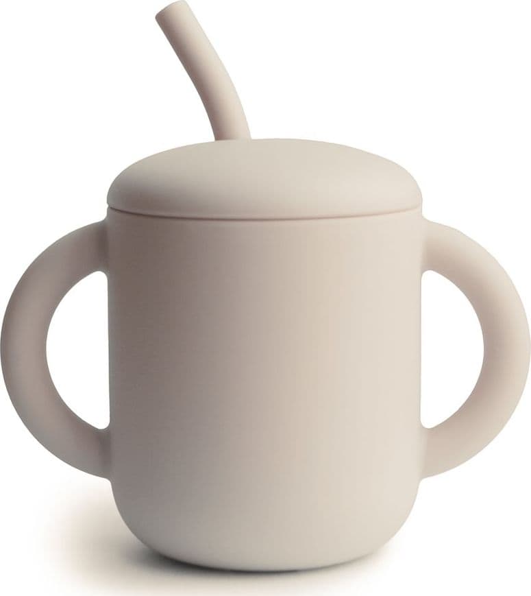 Tazza Educativa con Cannuccia Mushie In Silicone - Vari Colori – Sabbia
