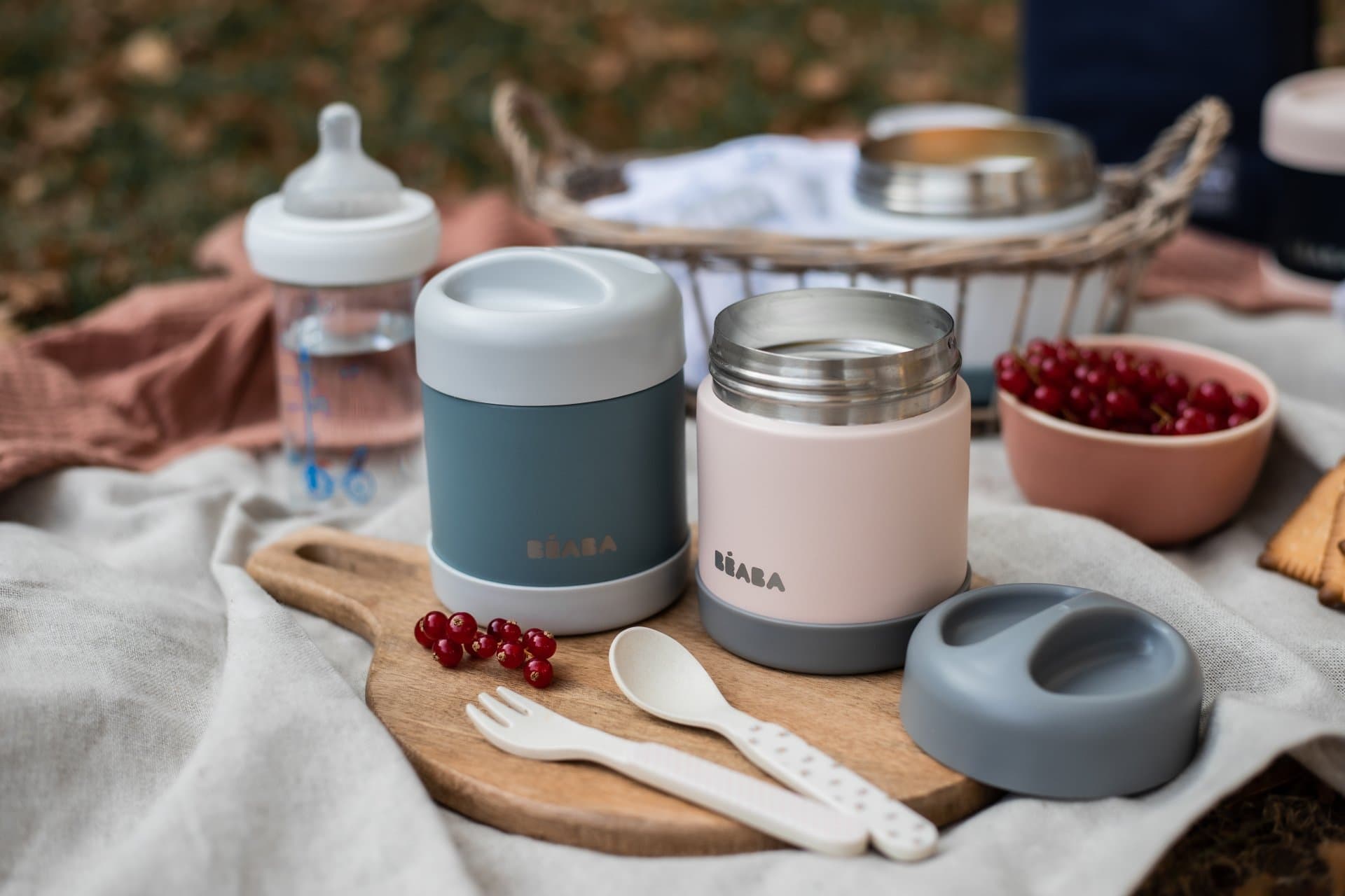 Porta Pappa Ermetico Bèaba Acciaio Inossidabile 300ml – Azzurro&Grigio