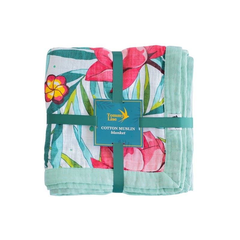 Coperta in Mussola di Cotone Tommy Lise (106x106cm) – Verde