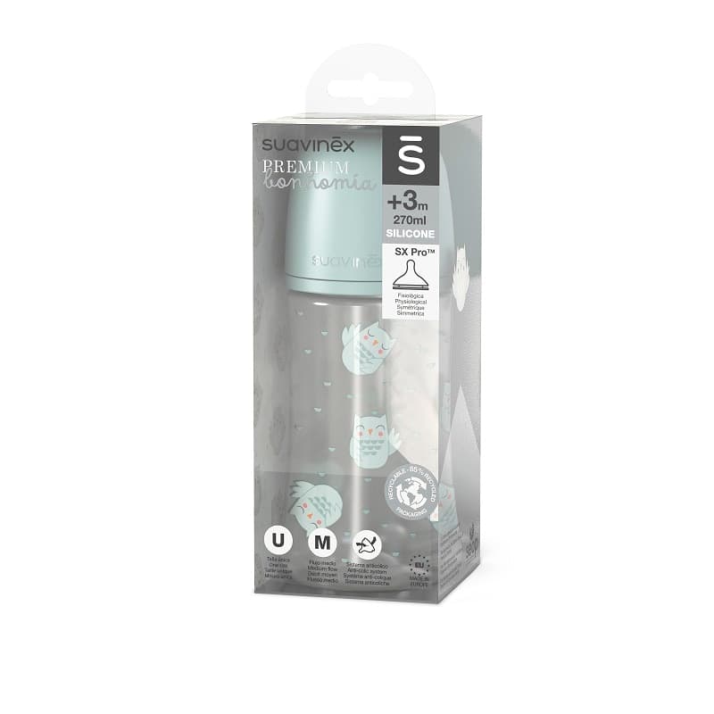 Biberon Suavinex Bonhomia Plastica Sil. SX PRO 270 ml Civetta - Vari Colori – Verde